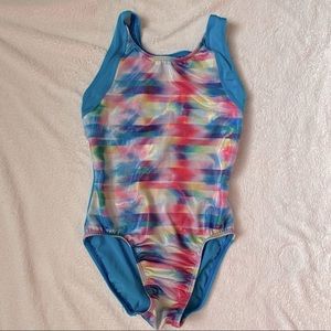 GK Rainbow Mesh-back Leotard Turquoise